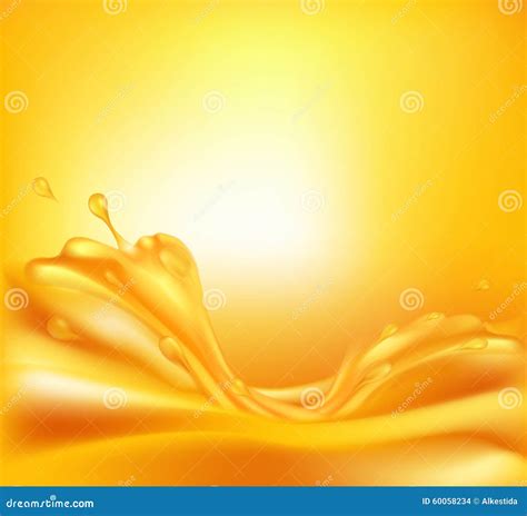 Juicy Orange Background With Splashes Of Juice Stock Vector Image