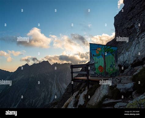 The Wooden Toilet Of The Rysy Mountain During Sunset Clouds Tatra