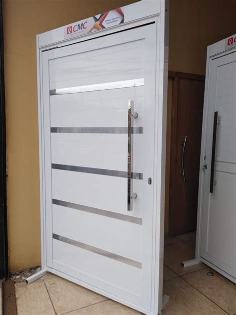 Porta Pivotante De Aluminio Branco 210x100 Linha 30 Completa