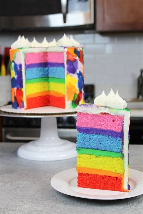 Today i doubled my recipe and i used a 10 inch pan. Rainbow Cake Recipe : Made With 4 Cake Layers - Chelsweets