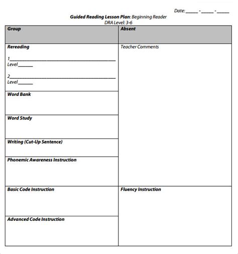Guided Reading Lesson Plan Template 8 Download Free Documents In Pdf