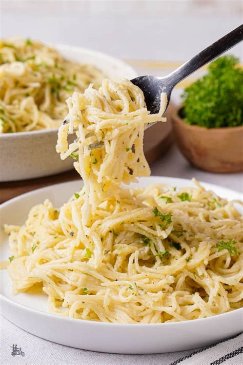 Angel Hair Pasta With Creamy Parmesan Garlic Herb Sauce