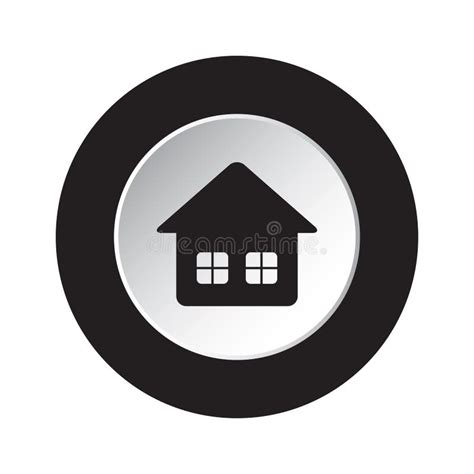 Round Black And White Button Icon Home Stock Vector Illustration Of