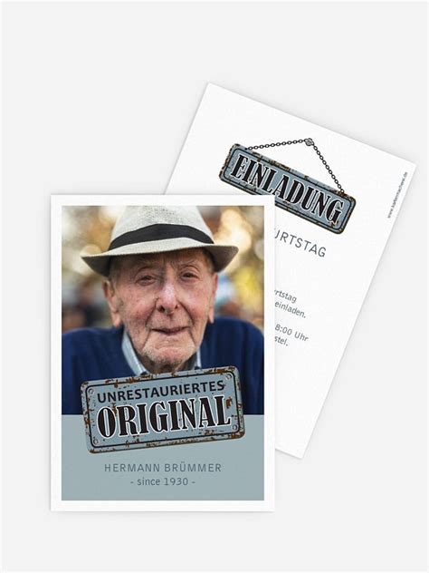 Die außergewönliche geschenkidee zum 90. Einladung 90. Geburtstag "Unrestauriertes Original"