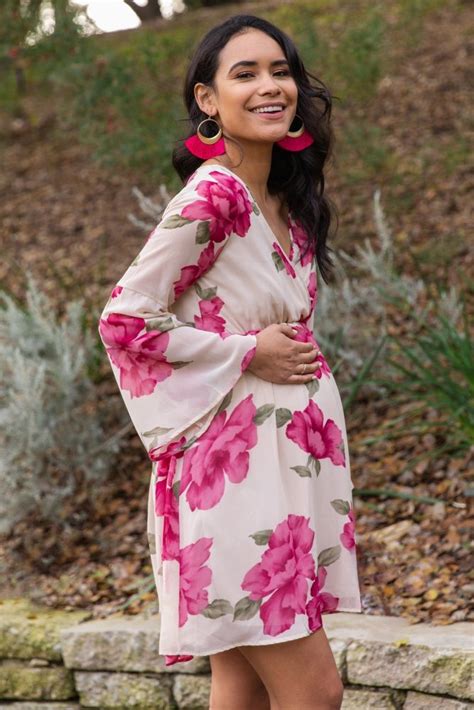 Pinkblush Ivory Floral Chiffon Wrap Maternity Dress Maternity Wrap Dress Chiffon Wrap