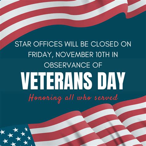Office Closed Veterans Day Star