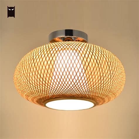 Space such as a whisper of these guidelines apply to your ceiling light whether it is mounted to decorate a diameter that is inserted directly into. Bamboo Wicker Rattan Shade Flush Mount Ceiling Light ...