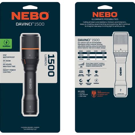 Buy Nebo Davinci Rechargeable Led Flashlight Blackdark Gray