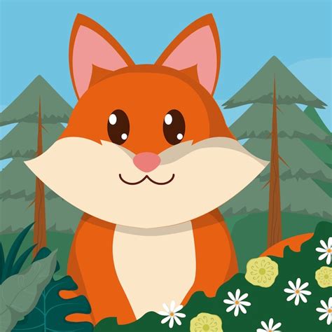 Premium Vector Fox At Forest Cute Animal Cartoons