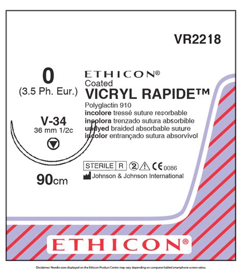 Ethicon Vr2218 Vicryl Rapide Polyglactin 910 Suture