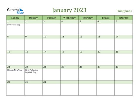 January 2023 Philippine Calendar Time And Date Calendar 2023 Canada