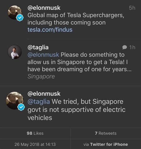Singapore's government hasn't been nearly as aggressive when it comes to aiding the deployment of personalized electrified automobiles. Razer CEO Offers To Help Elon Musk Bring Tesla To S'pore Roads
