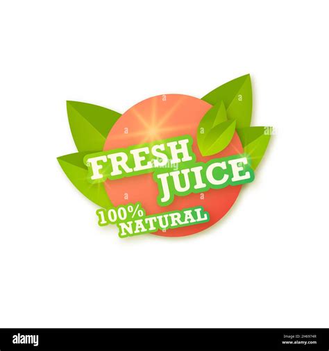 Juice Fresh Fruit Label Icon Peach Concept Design Sticker Vector