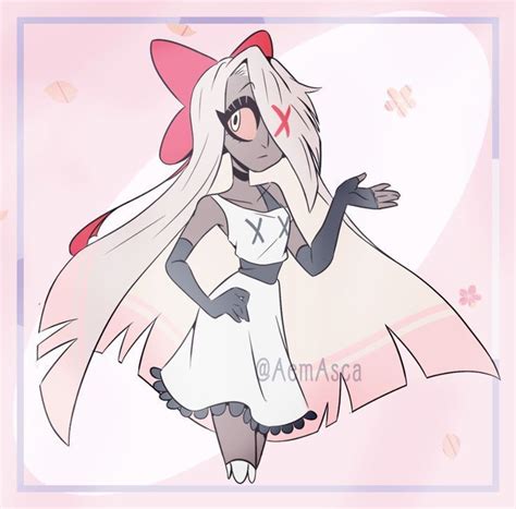 An Anime Character With Long White Hair Wearing A Dress And Red Bow On