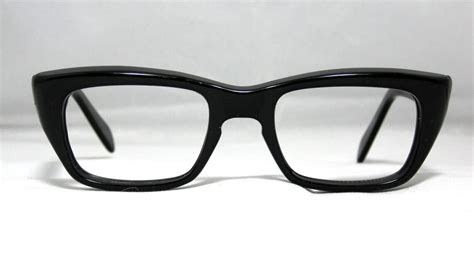 vintage eyeglasses mens black horn rim frames etsy