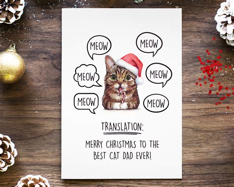 Funny Cat Christmas Card Kitten Holiday Cards Cat Owner Xmas Etsy