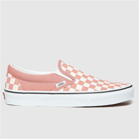 Womens Pale Pink Vans Classic Slip On Check Trainers Schuh