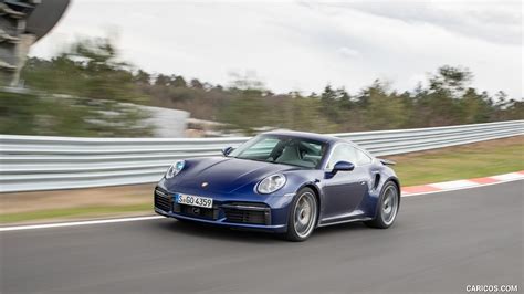 2021 Porsche 911 Turbo S Coupe Color Gentian Blue Metallic Front