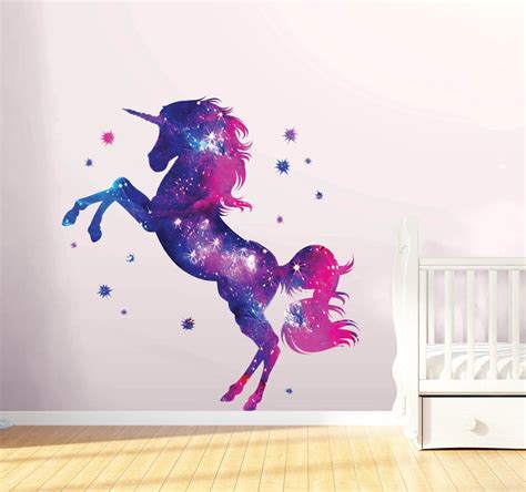 Stars Unicorn Wall Decal Stickers Fantasy Girls Bedroom Wall Etsy