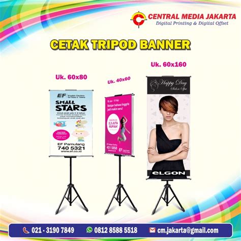 Jual Cetak Tripod Banner 60x40 Cm Standing Banner Poster Promosi