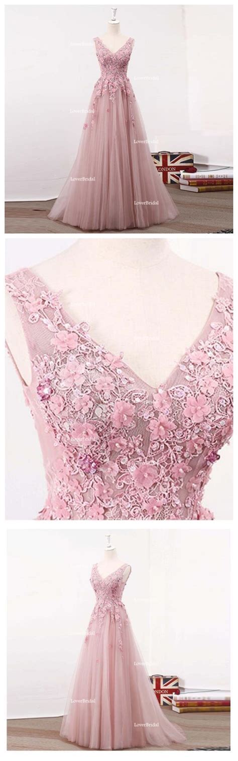 See Through Blush Pink Lace A Line Long Evening Prom Dresses Popular