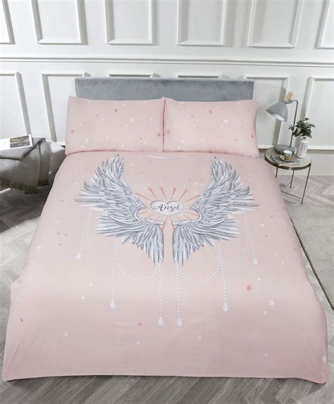 Buy Rapport Angel Wings Glitter Double Duvet Quilt Cover Bedding Set Blush Pink Online At