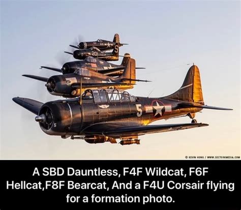 A Sbd Dauntless F4f Wildcat F6f Hellcatf8f Bearcat And A F4u