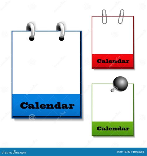 Vector Set Of Hanging Open Calendars Stock Vector Illustration Of