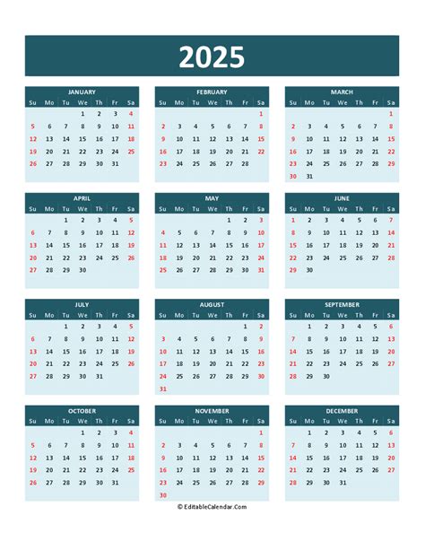 Download 2025 Calendar Printable Word Pdf Word Version