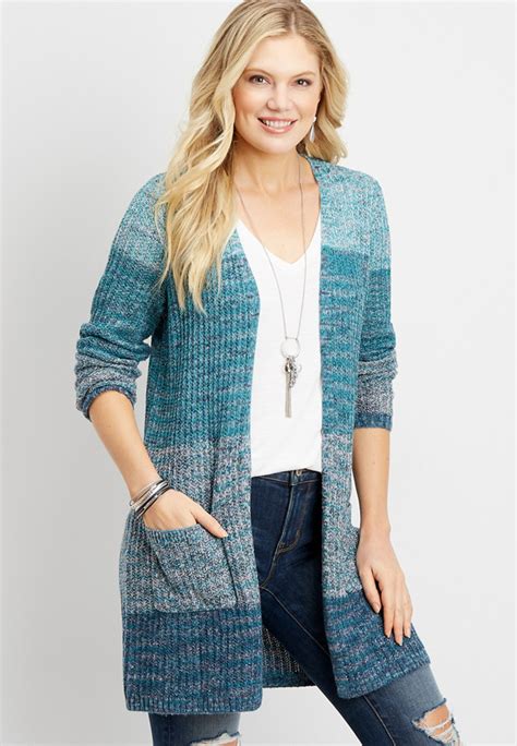 Colorblock Open Front Duster Cardigan Maurices