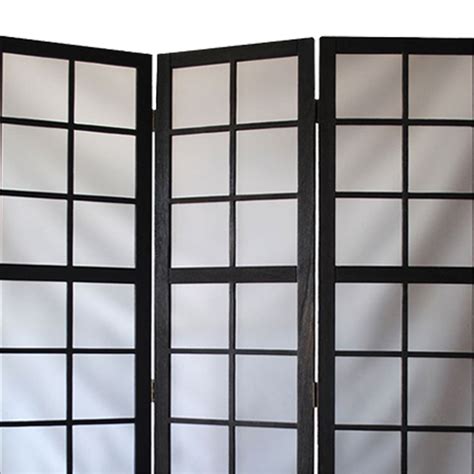 3 Panel Room Divider With Frosted Glass Like Plastic Inserts Black And White