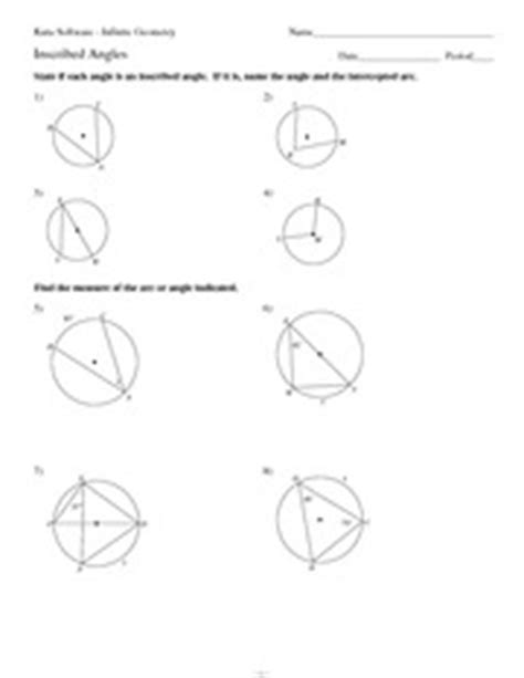 One fourth 90/360 of butch circle is blocked by the house of the area is available to butch. MATH 9 Inscribed Angles Worksheet Solutions - Kuta ...
