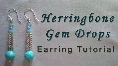 Herringbone Gem Drop Earring Tutorial Youtube