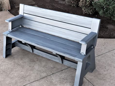 Convert A Bench Folding Picnic Table Bench Platinum Gray