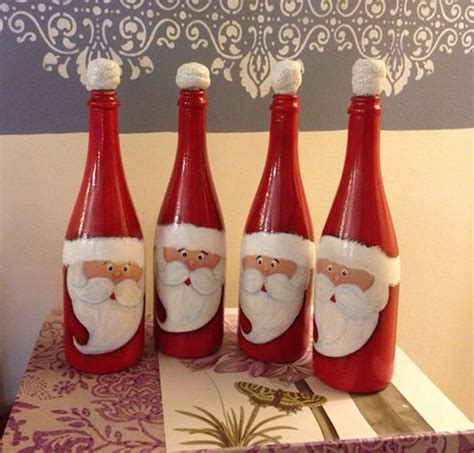 Creative Ideas Diy Christmas Hand Painted Glass Bottle Santa