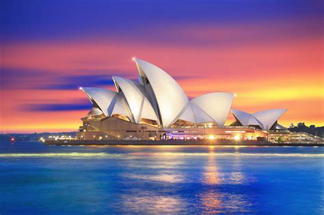 Sydney Opera House Sydney Harbour Sydney Australia Sunset Sky Wallpaper