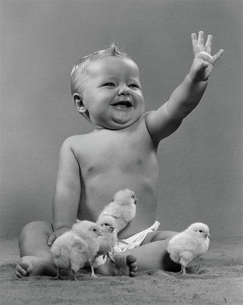 1950s Laughing Waving Baby Surrounded Photograph By Vintage Images