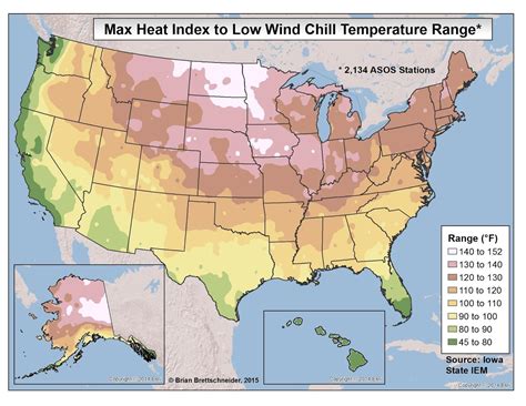 Temperature Range From The Max Heat Index In Summer To The Lowest Wind