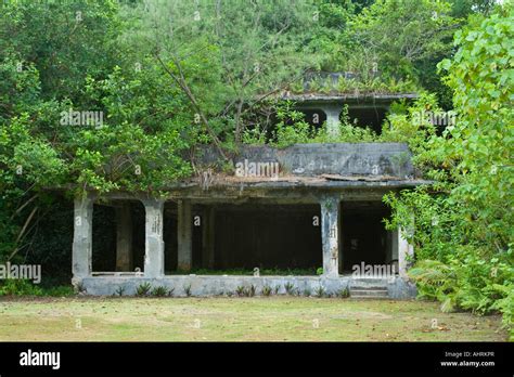 Japanese Wwii War Relic Concrete Building Ruins Peleliu Palau Stock