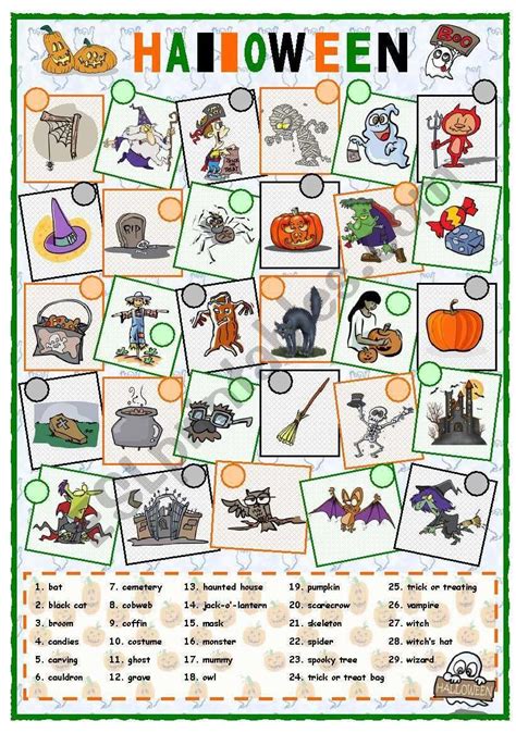 A Worksheet About Vocabulary Related To Halloween Students Have To