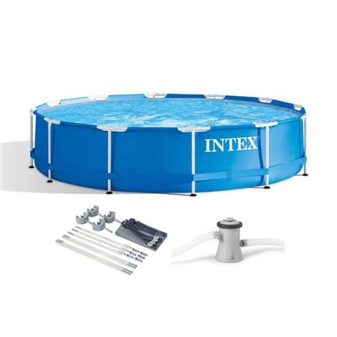 Intex 12 Ft X 30 In Metal Frame Above Ground Swimming Pool Kit With