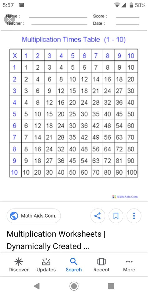 Math Aids Multiplication