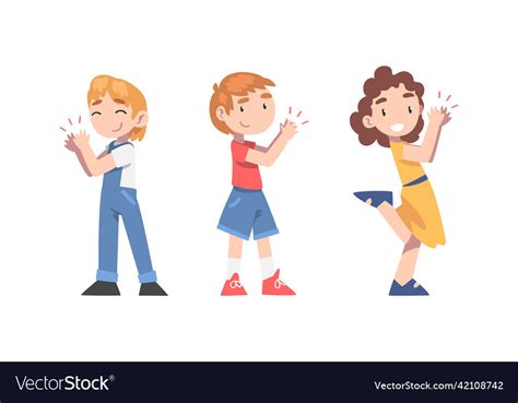 Set Of Cheerful Little Children Clapping Vector Image