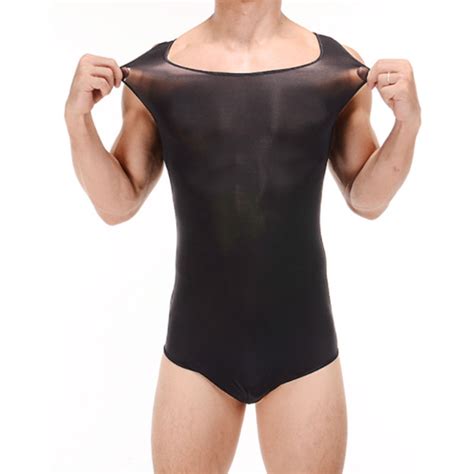 Men S Sexy Matte Ultra Thin Stretchy Vest Type Bodysuit One Piece