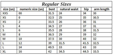 Ladies Clothing Shoes And Accessories Sizing Guide