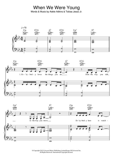 It appears as the fourth track on the album. When We Were Young sheet music by Adele (Piano, Vocal ...