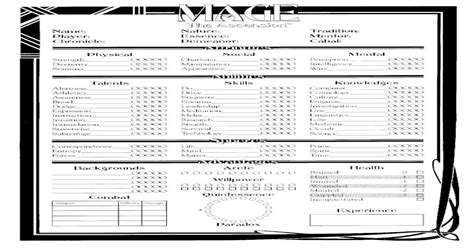 Mage The Ascension Character Sheet Mage The Ascension Character