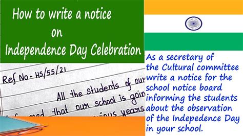 Notice On Independence Day Celebration Independence Day Noticewrite A Notice On Independence