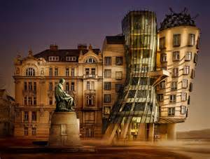 Long Exposure Shot Of The Dancing House Prague Architect Frank Gehry