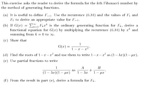 solved combinatorics c e and f only6 34 recurrence is f k